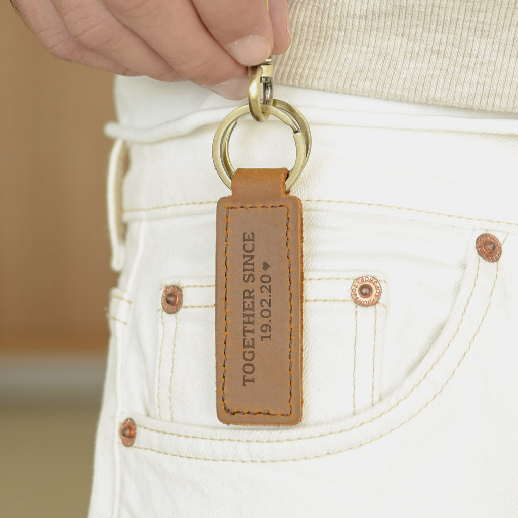 Together Since - Engraved Leather Keyring