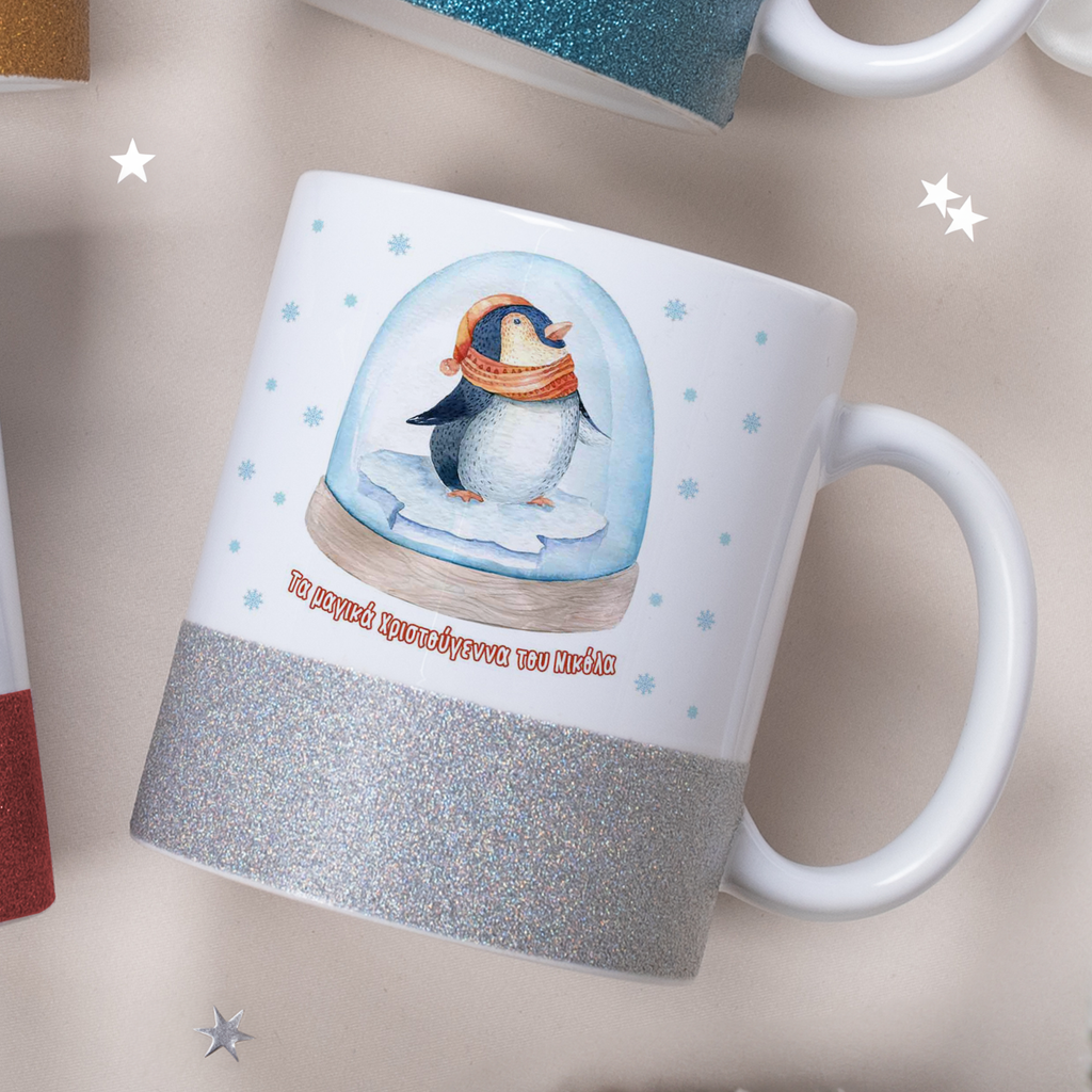 Penguin Snowball - Ceramic Glitter Mug