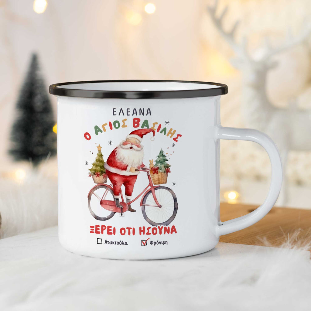 Santa's List - Christmas S/Steel Enamel Mug