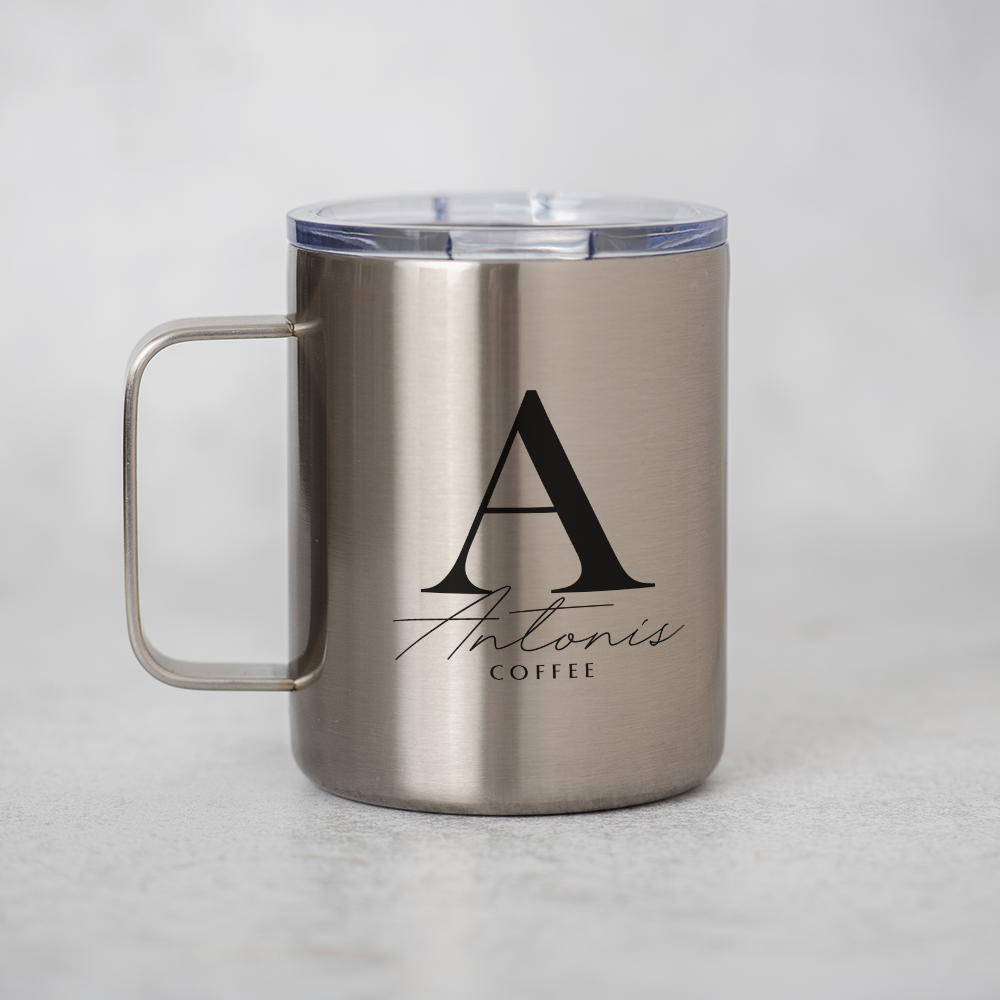 Capital Letter - Silver Stainless Steel Mug With Handle