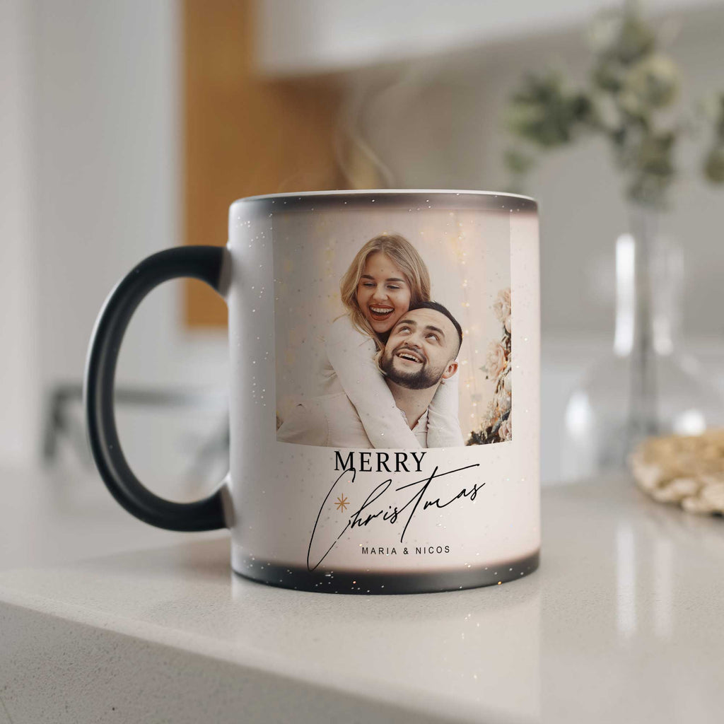 Christmas Couple Photo - Glitter Magic Mug