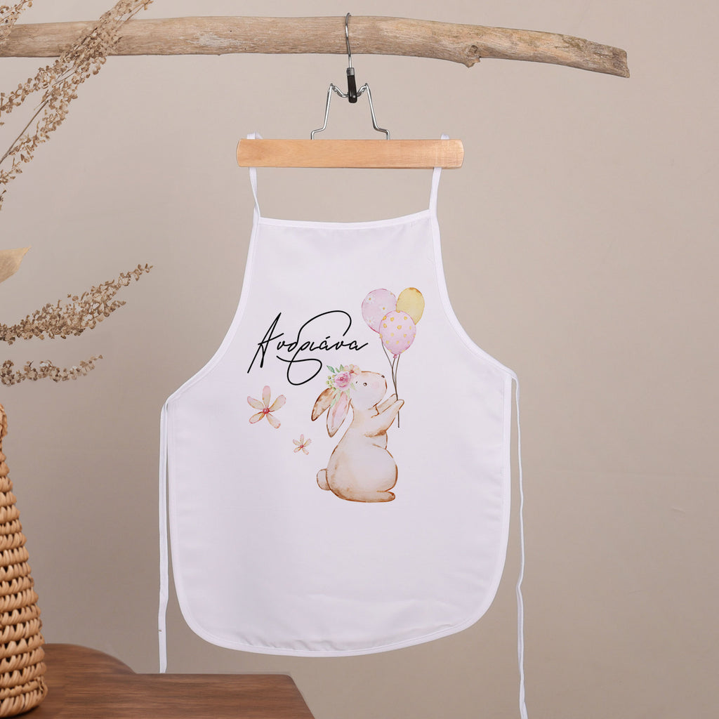 Pink Balloons Bunny - Children's White Apron