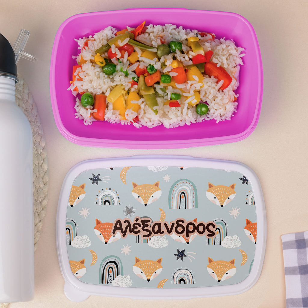 Cute Fox Pattern - Plastic Lunch Box