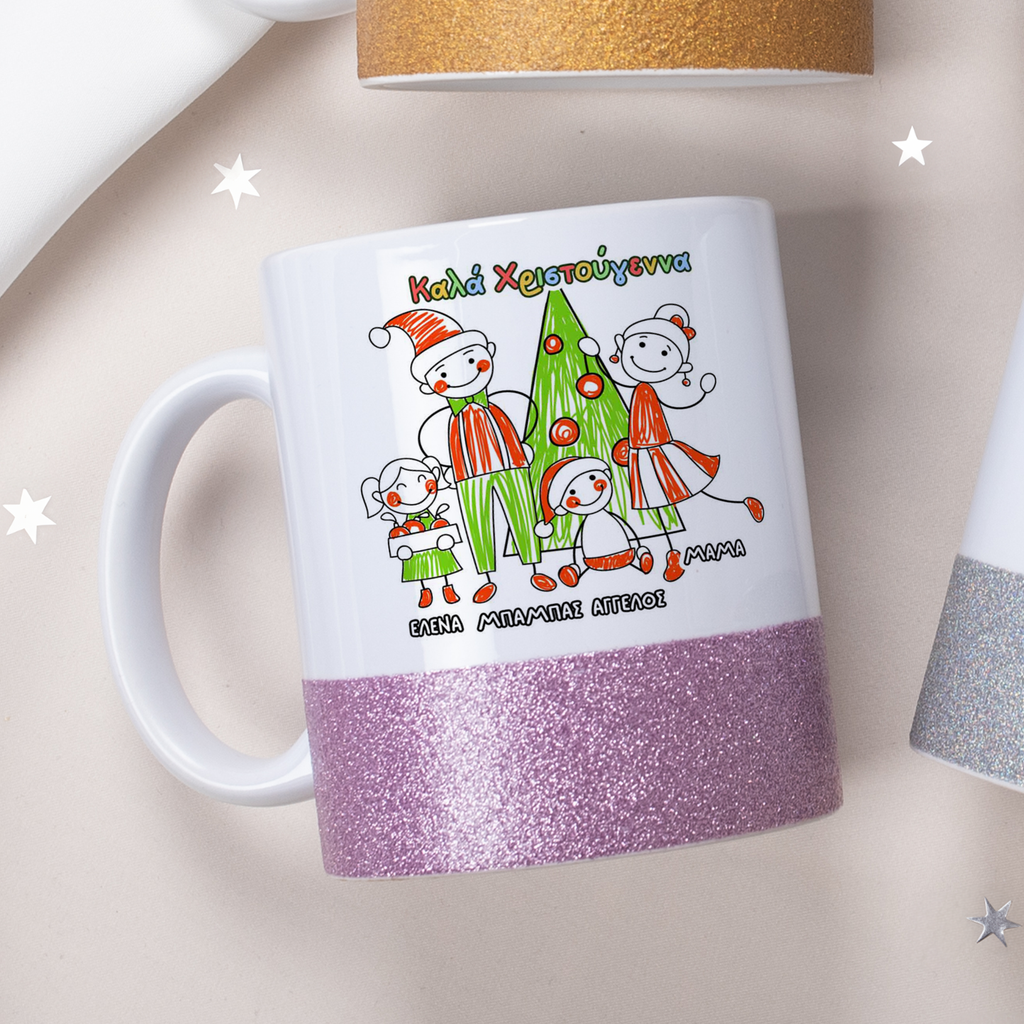 Christmas Family - Ceramic Glitter Mug