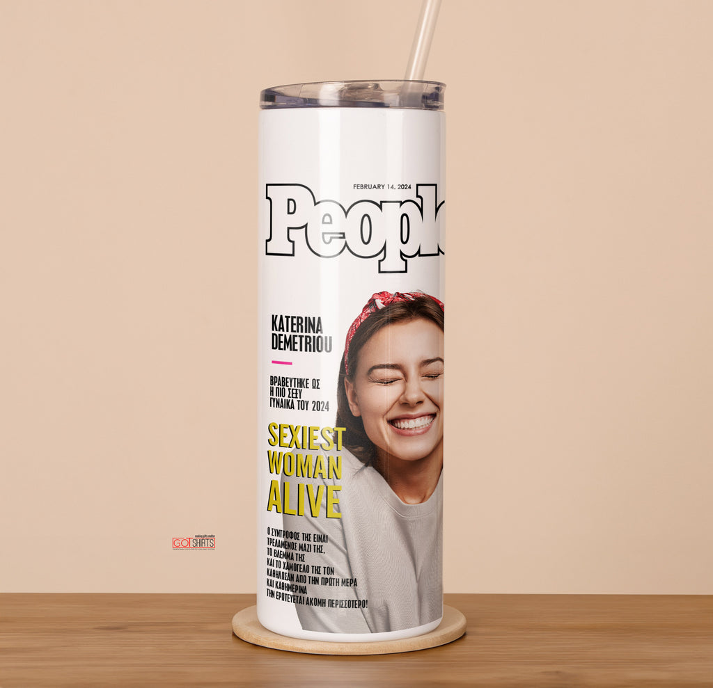 Magazine Design - Stainless Steel Skinny Tumbler With Straw