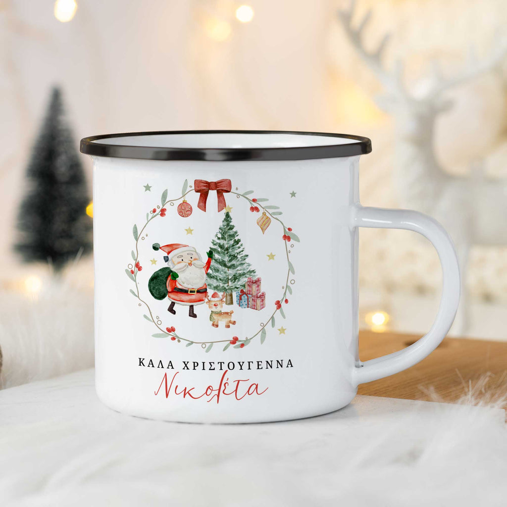 Merry Christmas Santa - Christmas S/Steel Enamel Mug