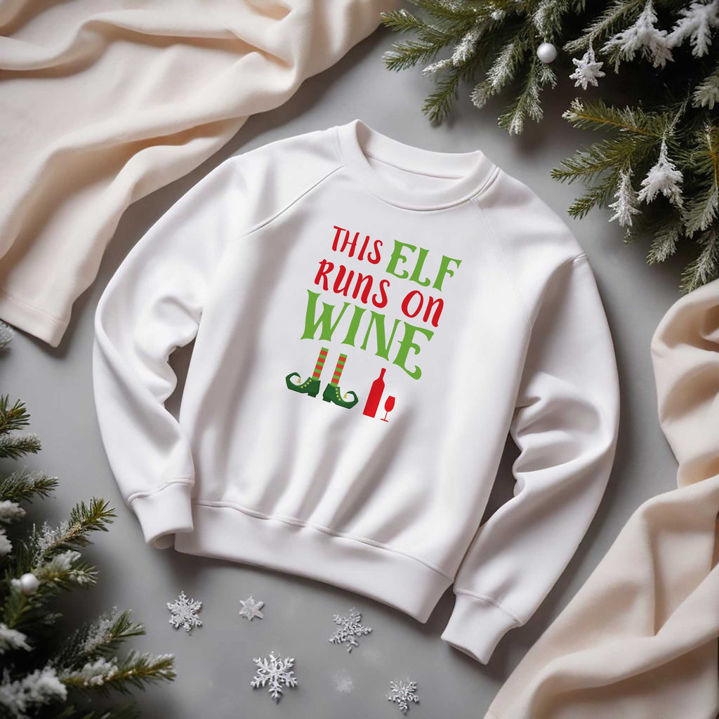 This Elf Runs On Wine Sweatshirt