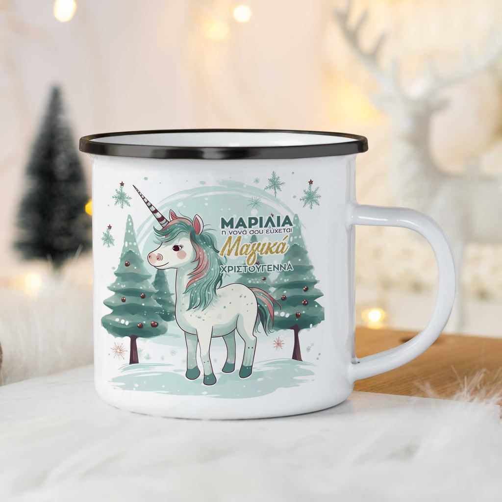 Christmas Unicorn - Christmas S/Steel Enamel Mug