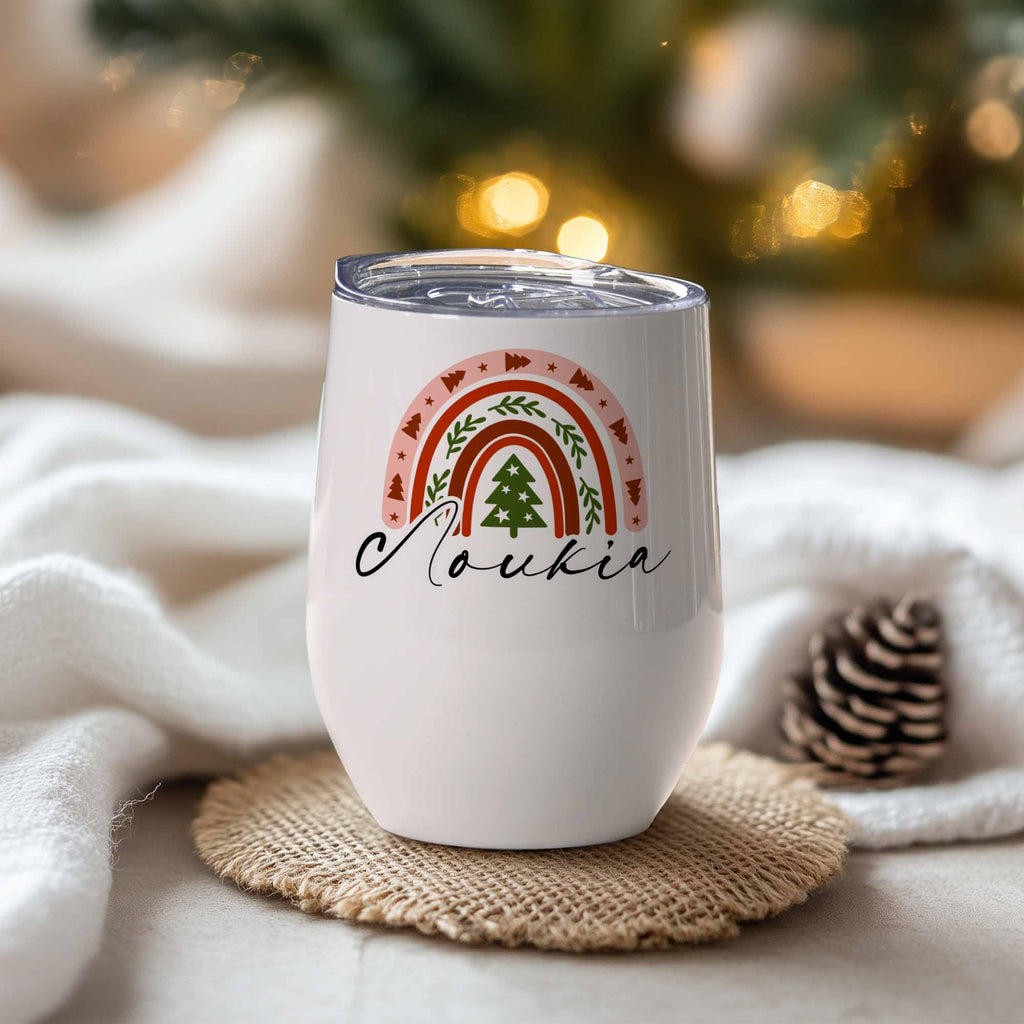 Christmas Rainbow - Stainless Steel White Mug