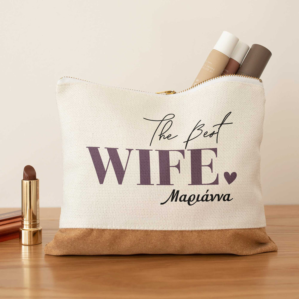 Best Wife - Linen Makeup Bag With Cork