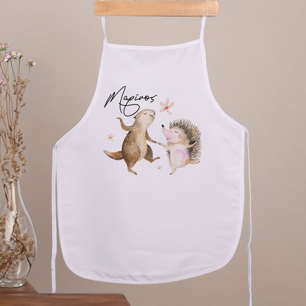 Bunny & Hedgehog - Children's White Apron