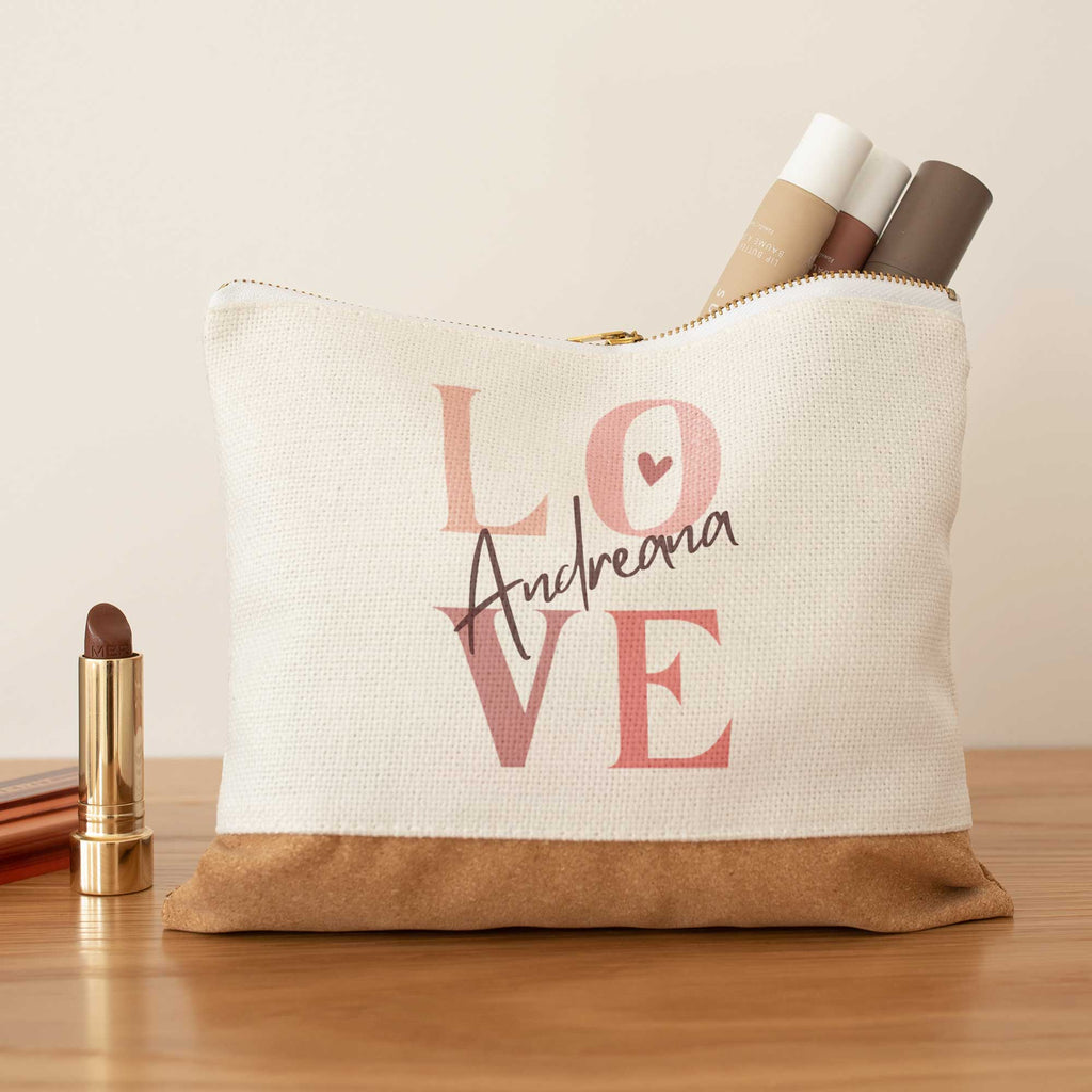 LOVE - Linen Makeup Bag With Cork