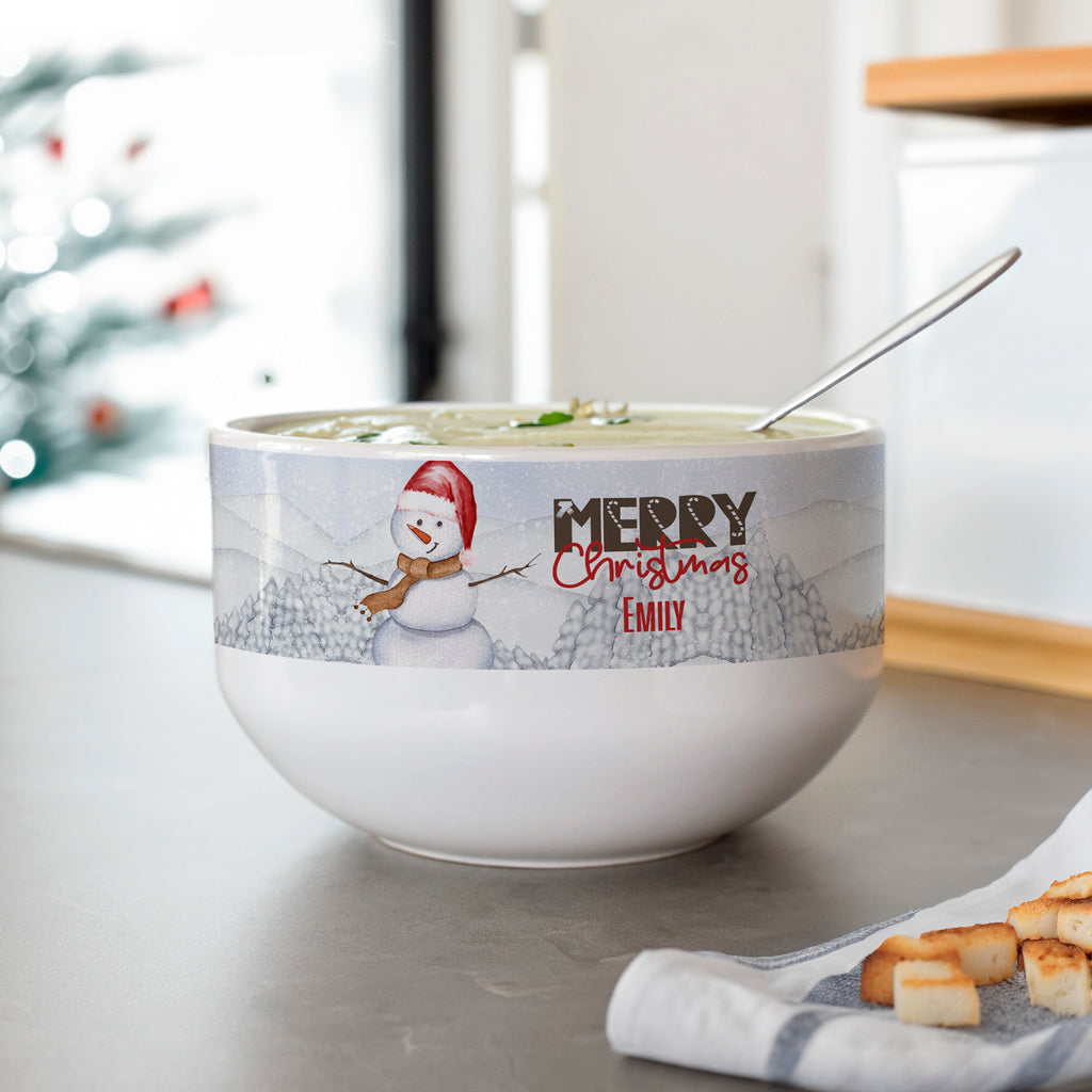 Snowman - Personalized Ceramic Bowl