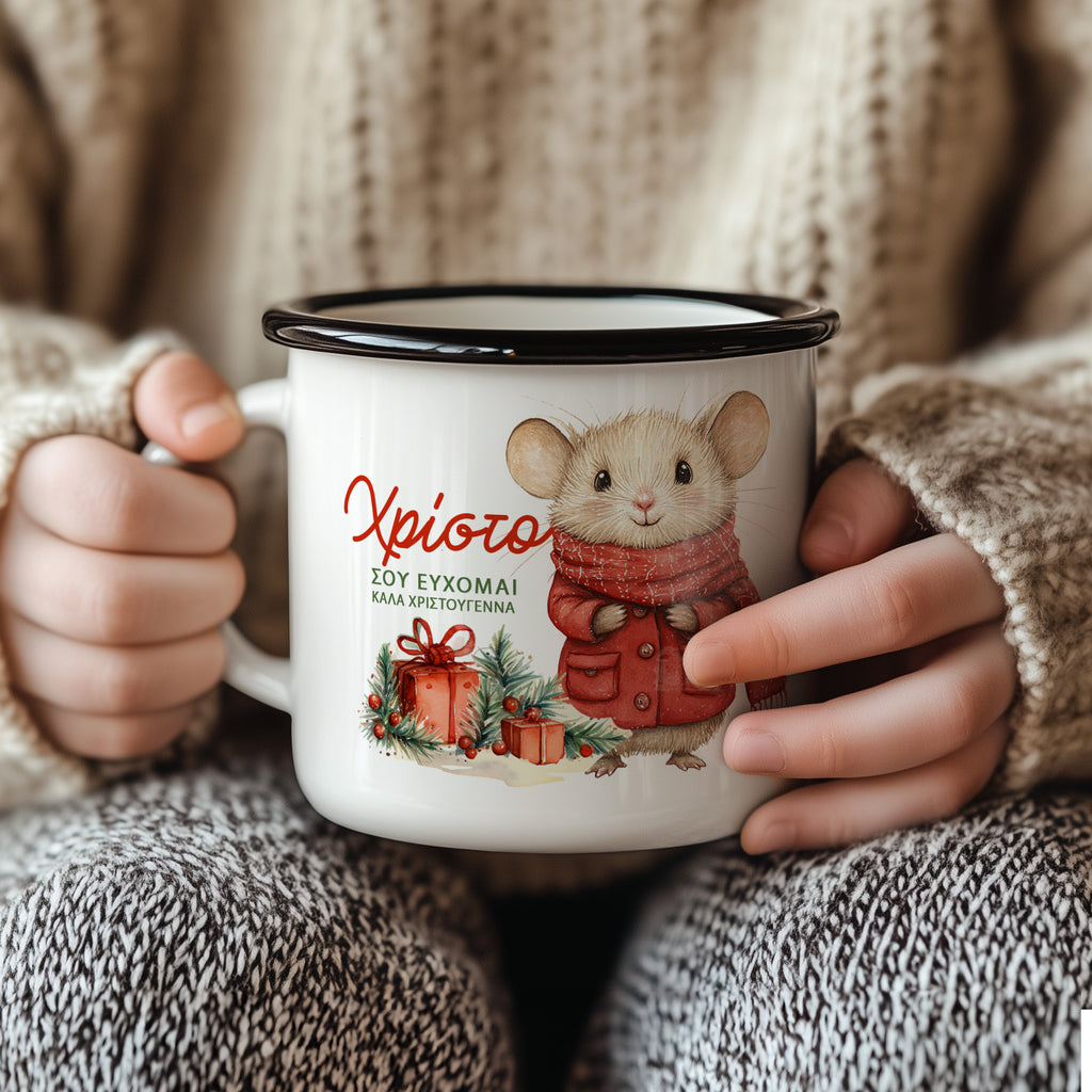 Mouse Wishes - Christmas S/Steel Enamel Mug