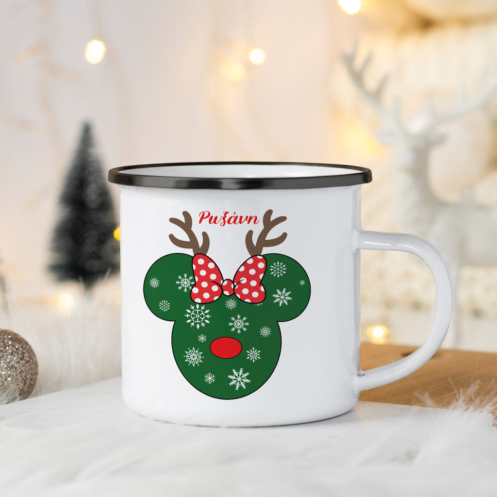 Cute Girl Mouse - Christmas S/Steel Enamel Mug