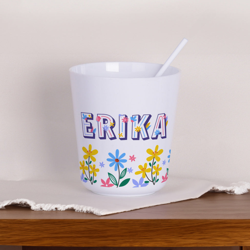 Plastic Kids Mug - Flowers Letters