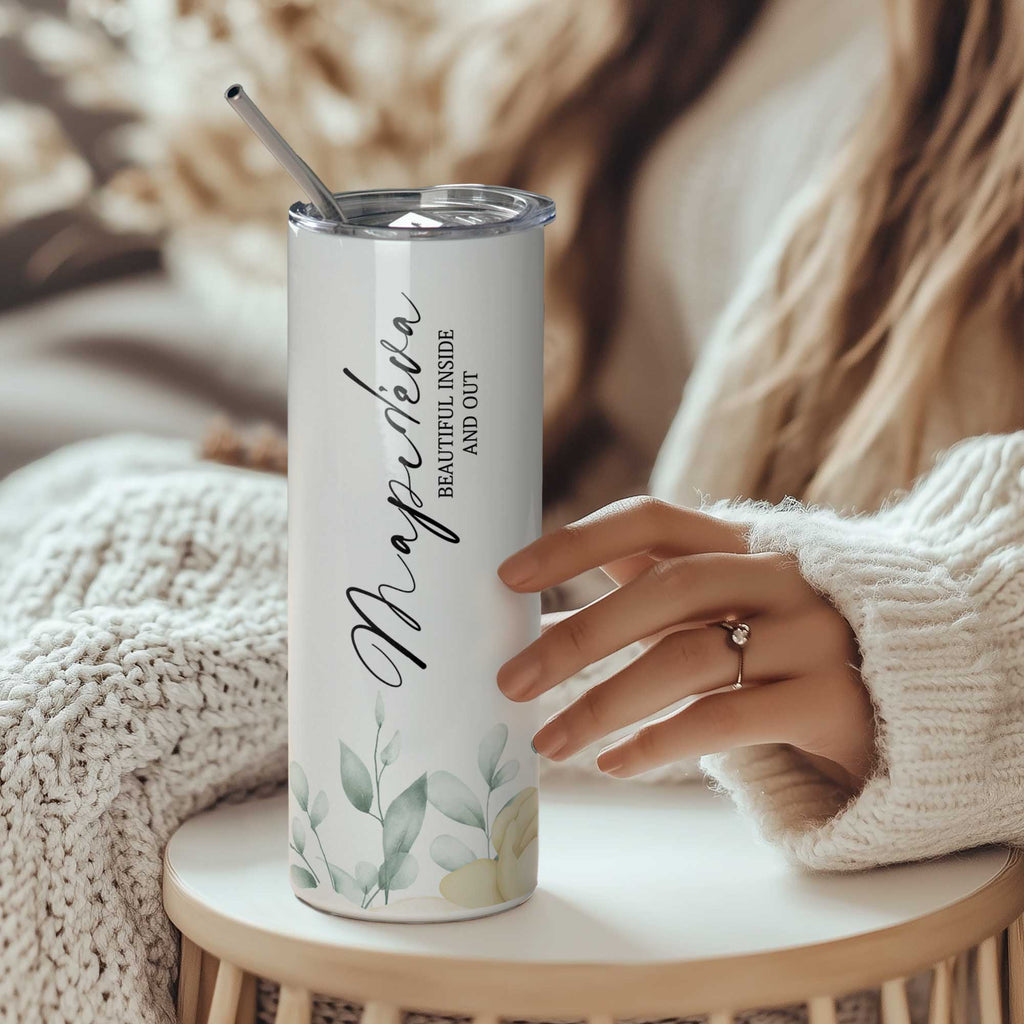 Beautiful Inside Out - Stainless Steel Skinny Tumbler With Straw