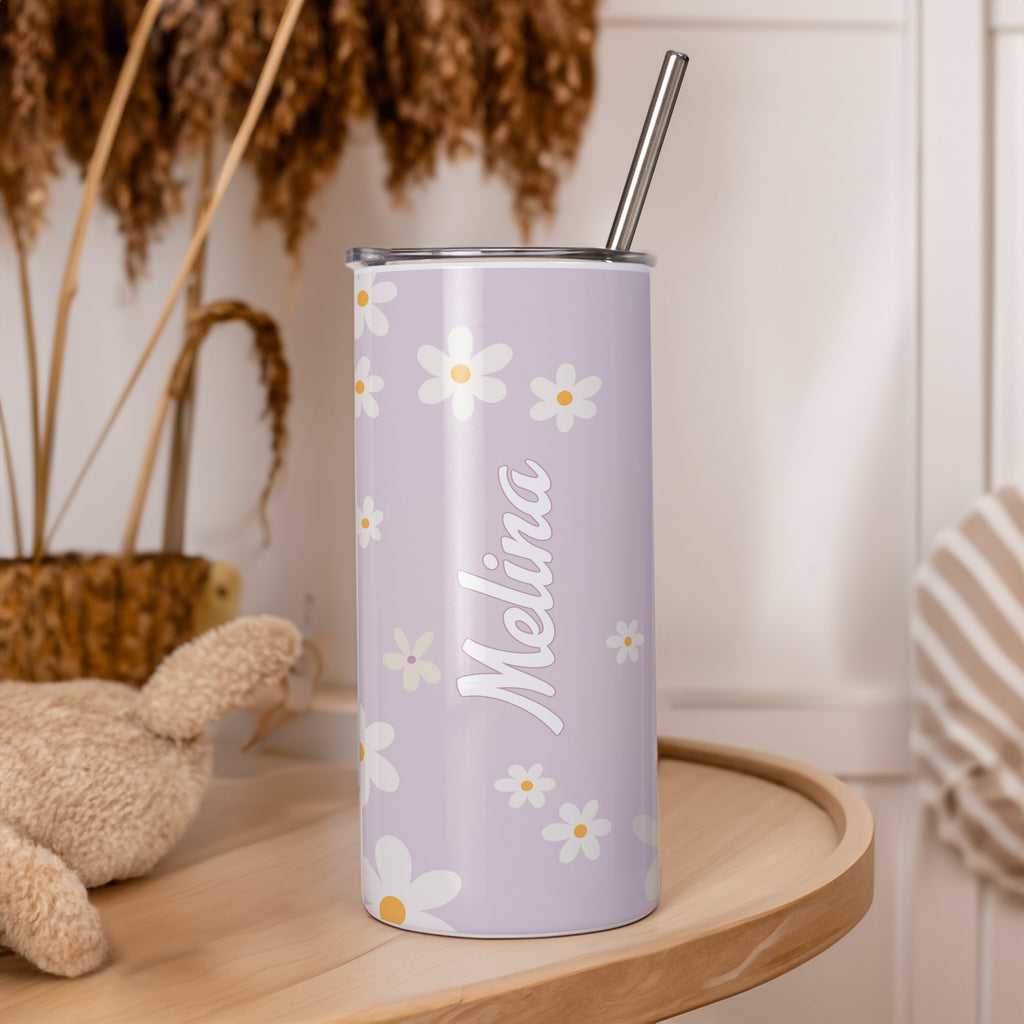 White Skinny Tumbler 16oz - Levander And Daisies