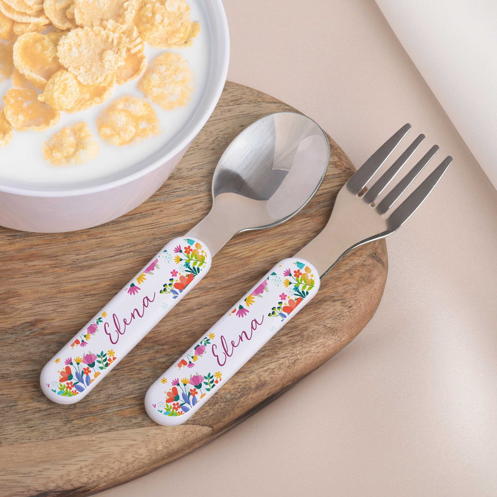 Kids Spoon/Fork Set - Spring Flowers