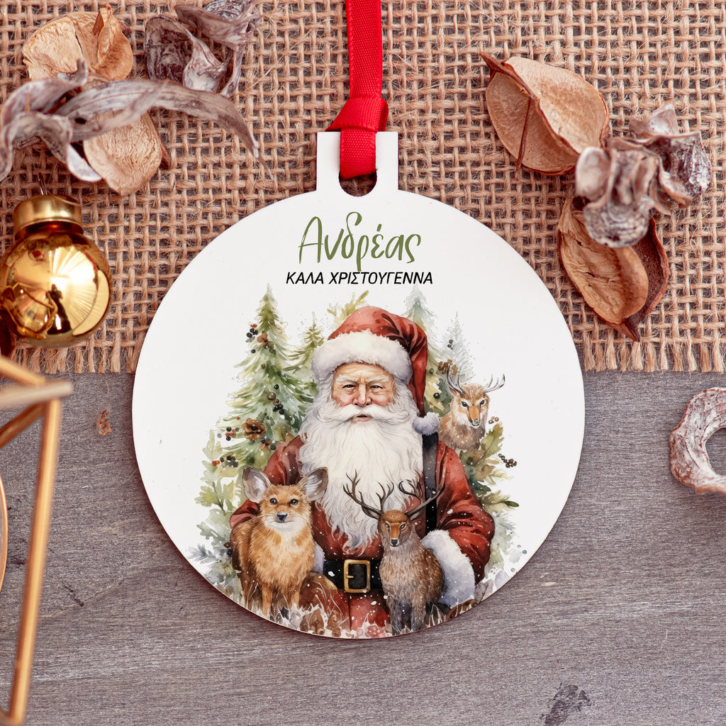 Forest Santa  - Wooden Ornament