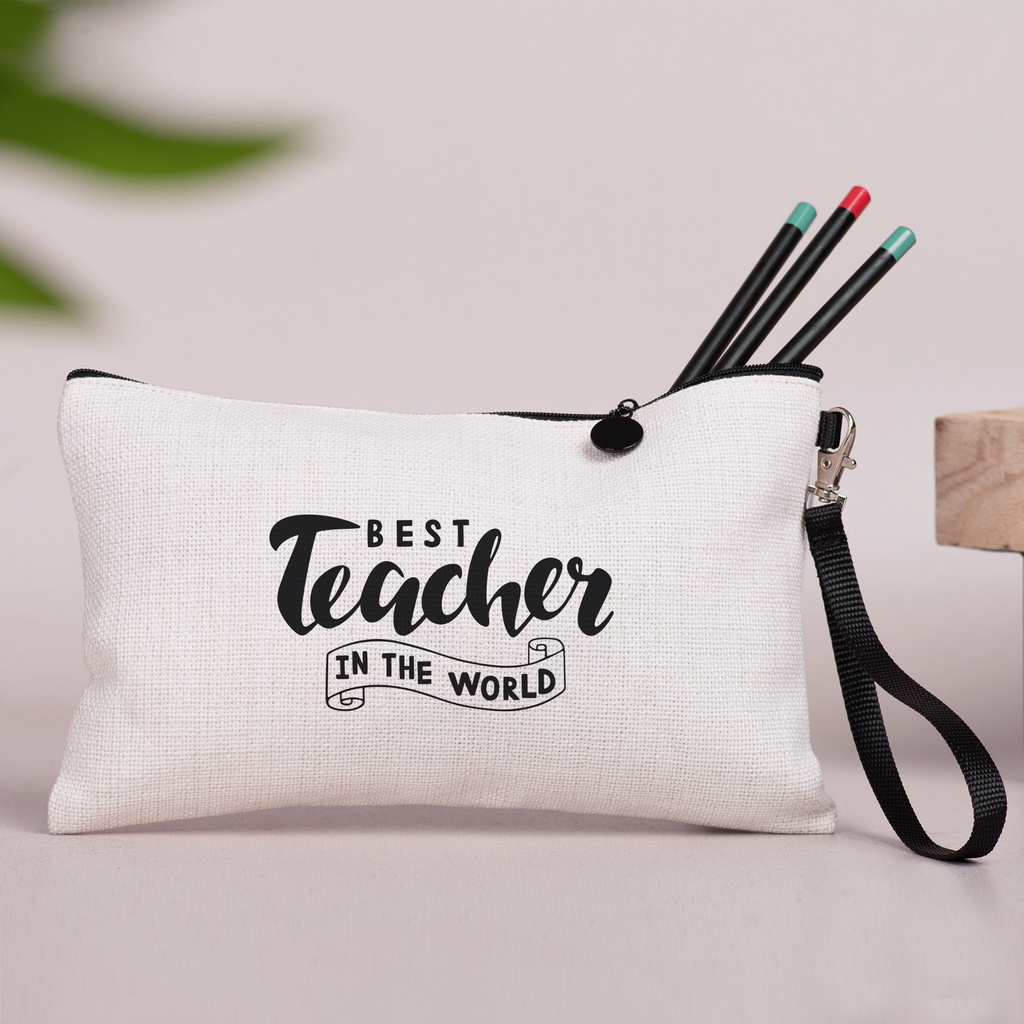 Best Teacher In The World - Linen Pencil Case