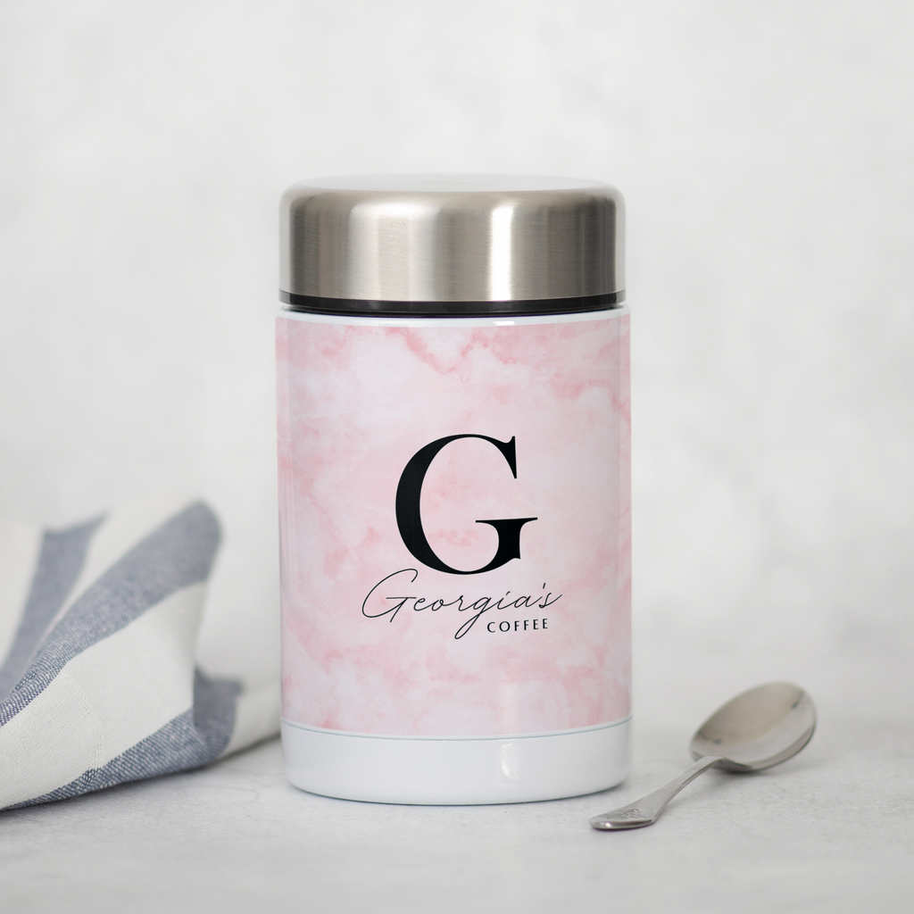 Letter & Name Pink Marble - Food Jar