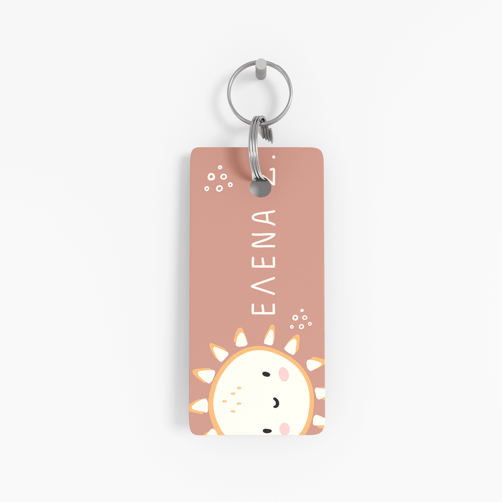 Pink Sun - Wooden Bag Tag